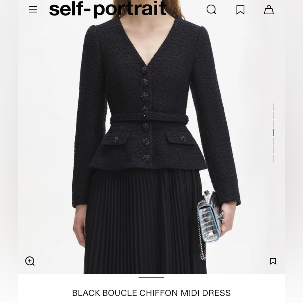 Self-Portrait Black Boucle Jacket